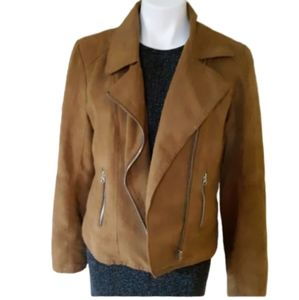 Faux Suede Moto Jacket by Freda. Sz. L